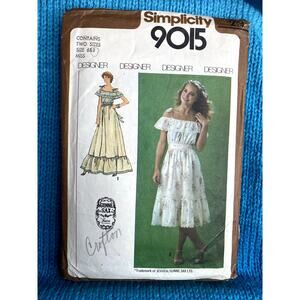 Simplicity 9015 Sewing pattern Gunne Sax prairie dress 1970s Size 6 8